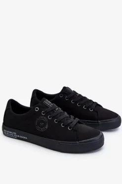 Hot Męskie Niskie Materiałowe Trampki Big Star LL174078 Czarne Męskie Trampki Męskie Big Star|Trampki Niskie