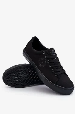 Hot Męskie Niskie Materiałowe Trampki Big Star LL174078 Czarne Męskie Trampki Męskie Big Star|Trampki Niskie