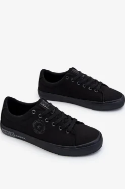 Hot Męskie Niskie Materiałowe Trampki Big Star LL174078 Czarne Męskie Trampki Męskie Big Star|Trampki Niskie