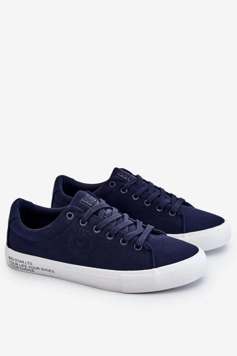 Outlet Big Star Shoes Męskie Niskie Materiałowe Trampki Big Star LL174076 Granatowe