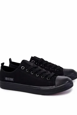 Big Star Shoes Męskie Niskie Materiałowe Trampki Big Star KK174007 Czarne
