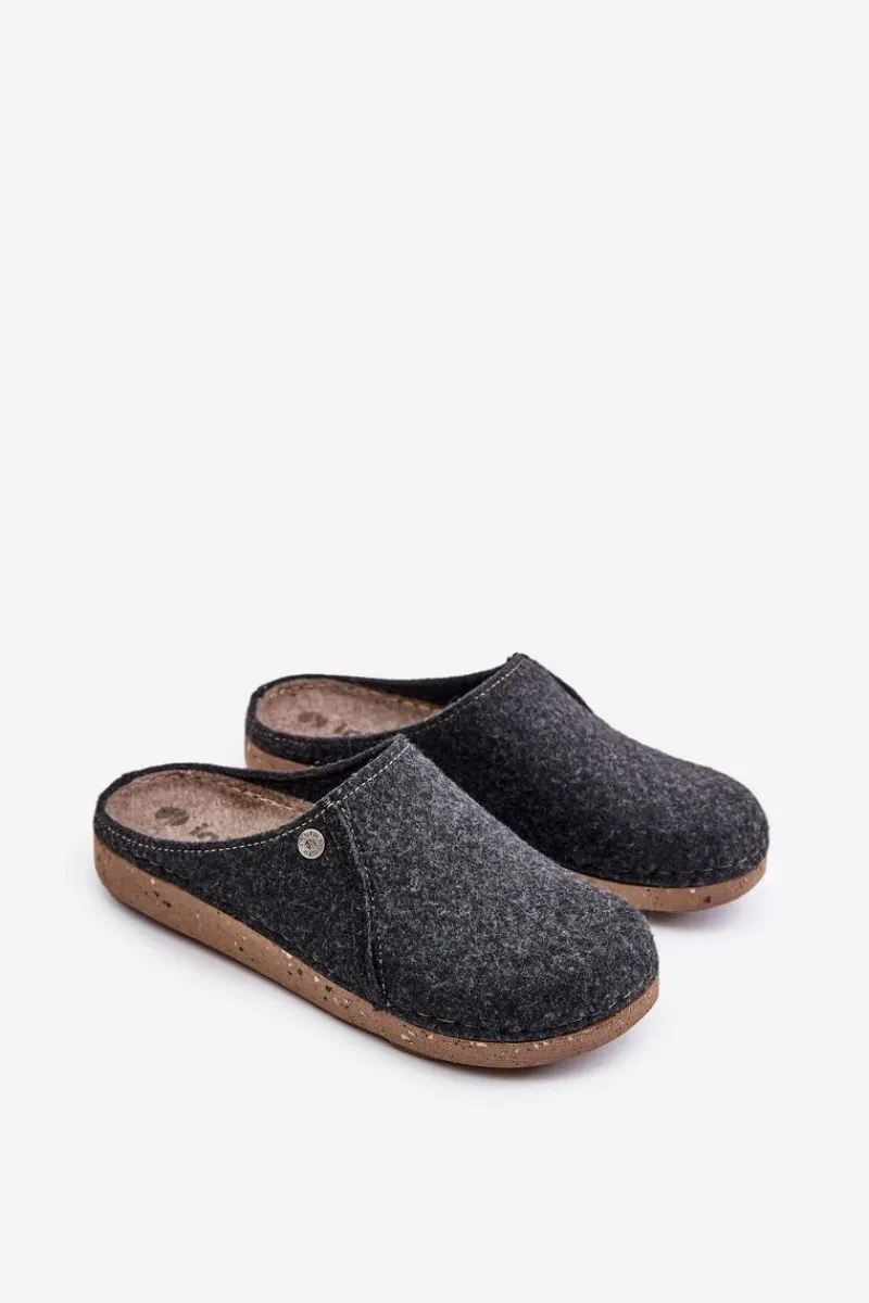 Outlet INBLU Męskie Obuwie Domowe Kapcie Klapki MT000011 Grafitowe Szary