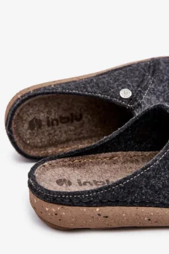 Outlet INBLU Męskie Obuwie Domowe Kapcie Klapki MT000011 Grafitowe Szary