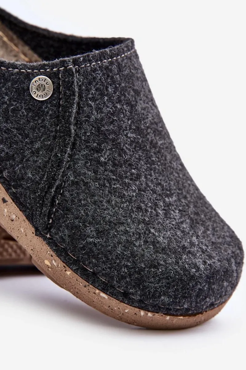 Outlet INBLU Męskie Obuwie Domowe Kapcie Klapki MT000011 Grafitowe Szary