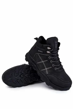 Outlet Evento Męskie Ocieplane Botki Trapery Czarne Allan