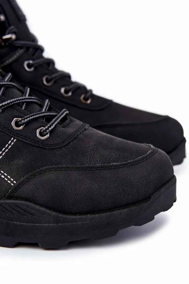 Outlet Evento Męskie Ocieplane Botki Trapery Czarne Allan