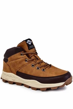 Discount Męskie Ocieplane Botki Trapery LCJ-22-01-1390 Camel Męskie Botki Męskie