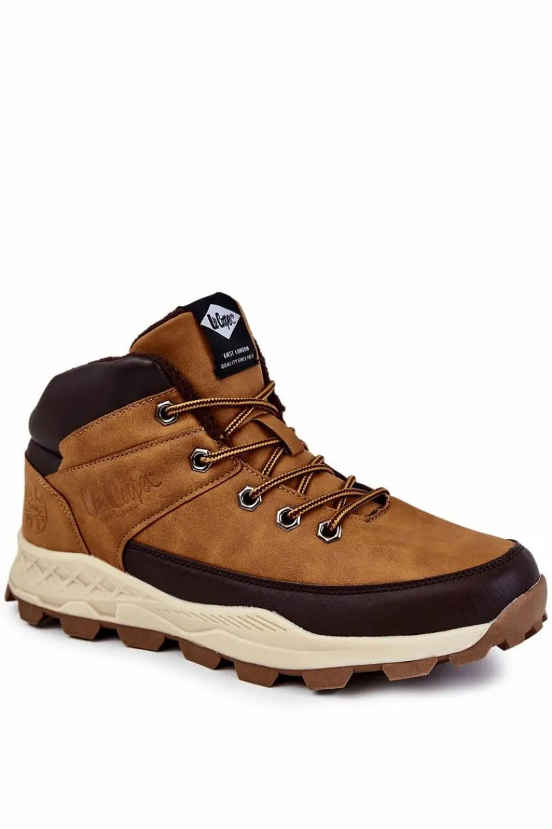 Discount Męskie Ocieplane Botki Trapery LCJ-22-01-1390 Camel Męskie Botki Męskie