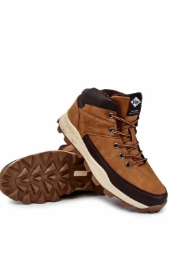 Discount Męskie Ocieplane Botki Trapery LCJ-22-01-1390 Camel Męskie Botki Męskie