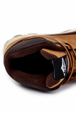 Discount Męskie Ocieplane Botki Trapery LCJ-22-01-1390 Camel Męskie Botki Męskie