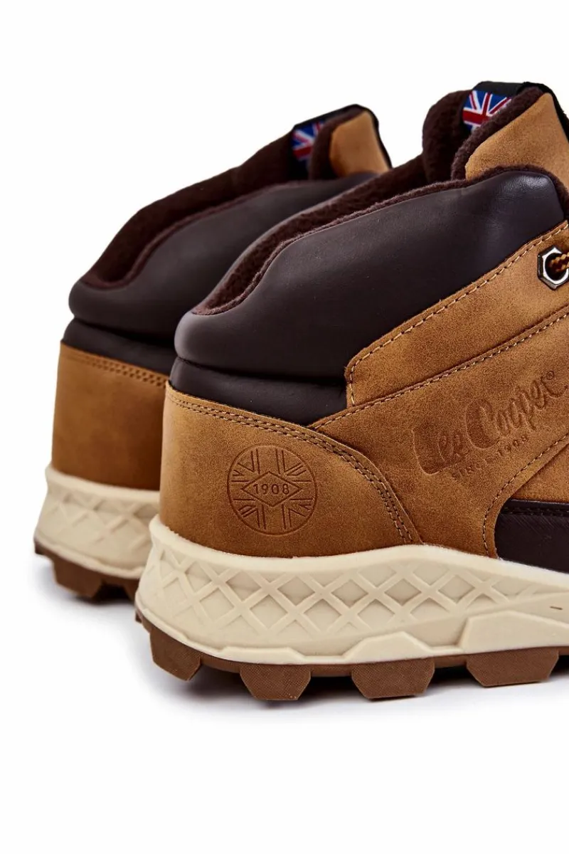 Discount Męskie Ocieplane Botki Trapery LCJ-22-01-1390 Camel Męskie Botki Męskie