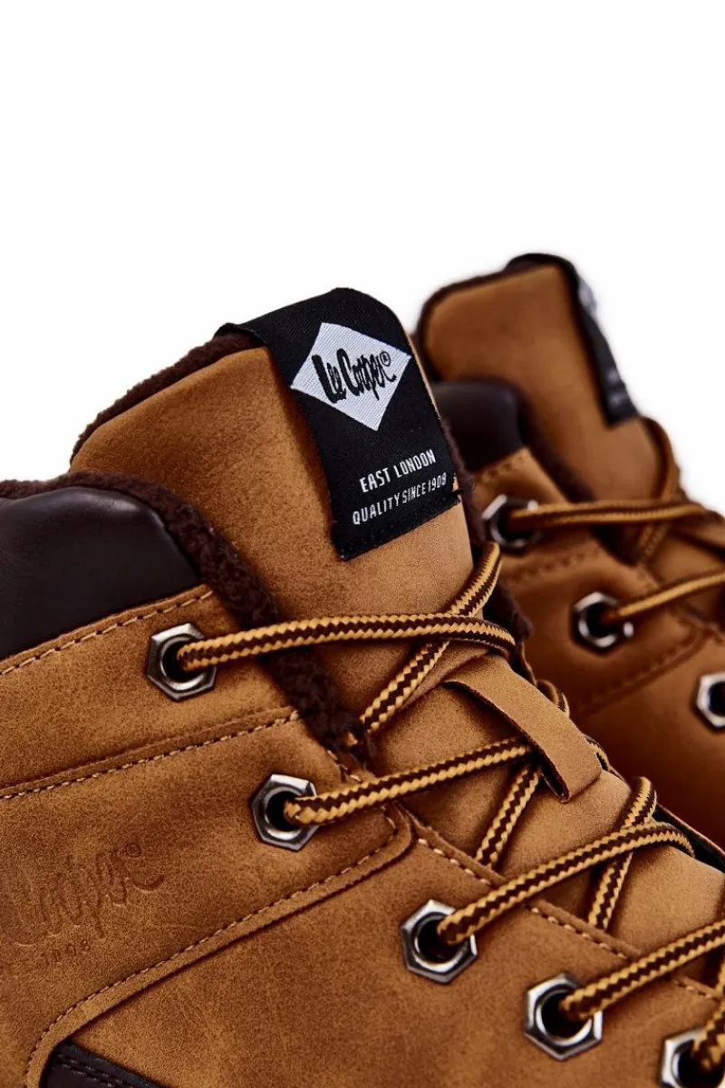 Discount Męskie Ocieplane Botki Trapery LCJ-22-01-1390 Camel Męskie Botki Męskie