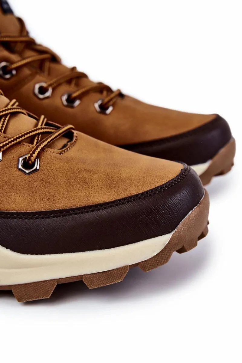 Discount Męskie Ocieplane Botki Trapery LCJ-22-01-1390 Camel Męskie Botki Męskie