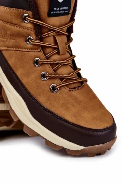 Discount Męskie Ocieplane Botki Trapery LCJ-22-01-1390 Camel Męskie Botki Męskie
