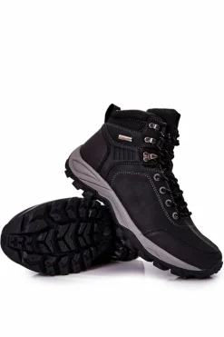 Hot Męskie Ocieplane Buty Trekkingowe Czarne Dannis Męskie Obuwie Trekkingowe Męskie