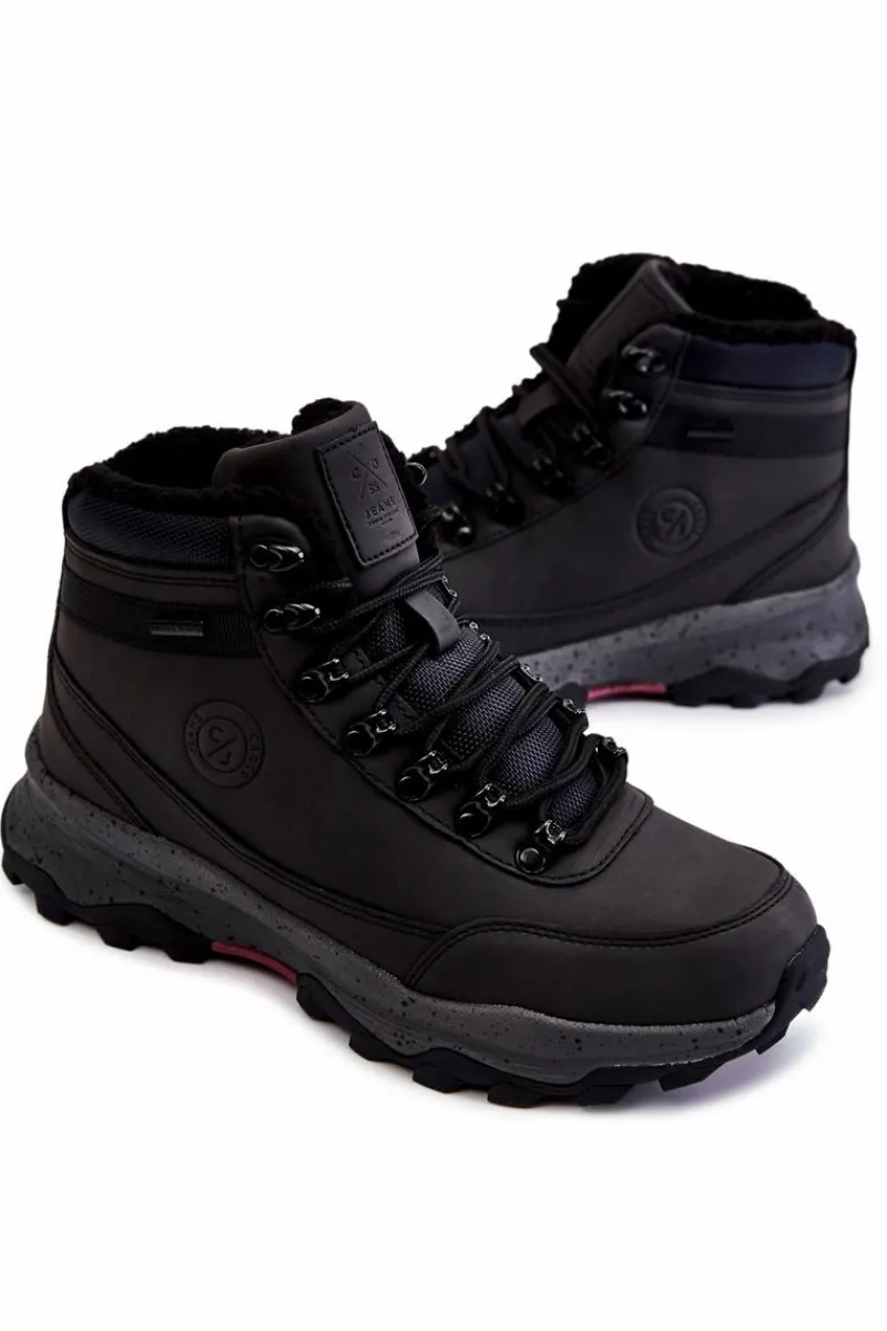 Obuwie Trekkingowe Męskie|Botki Męskie>Cross Jeans Męskie Ocieplane Buty Trekkingowe KK1R4027C Czarne