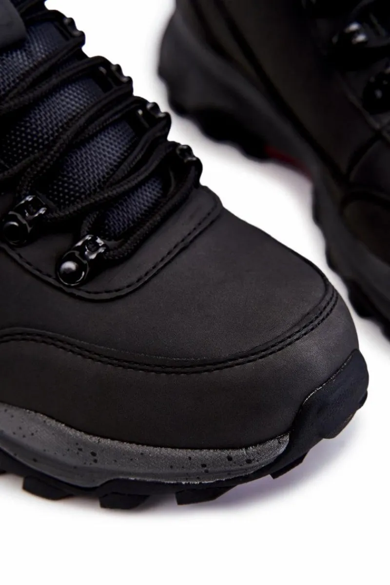Obuwie Trekkingowe Męskie|Botki Męskie>Cross Jeans Męskie Ocieplane Buty Trekkingowe KK1R4027C Czarne