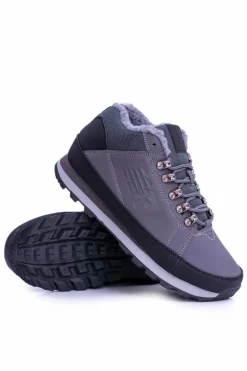 Online Boto Męskie Ocieplane Buty Trekkingowe Szare Newlans2