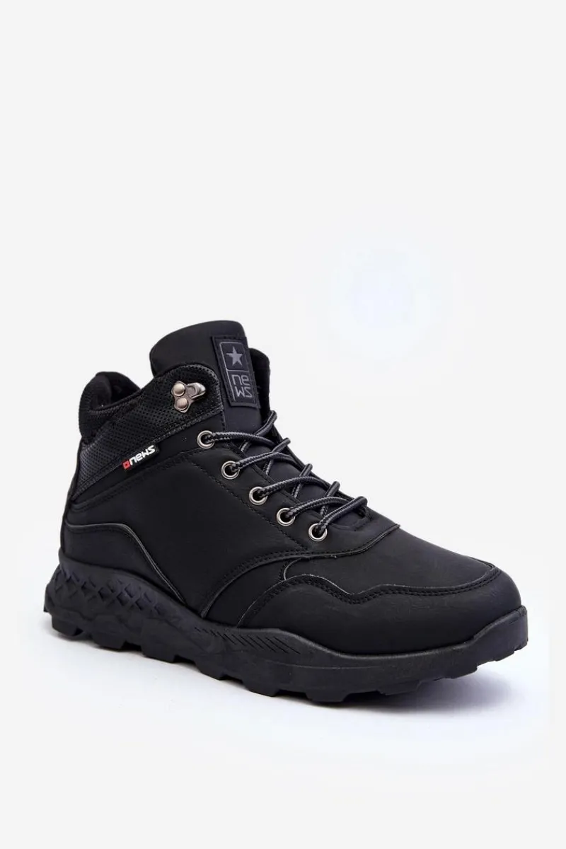 Outlet Evento Męskie Ocieplane Buty Trekkingowe Czarne Daviana