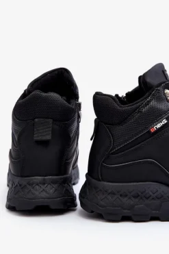 Outlet Evento Męskie Ocieplane Buty Trekkingowe Czarne Daviana