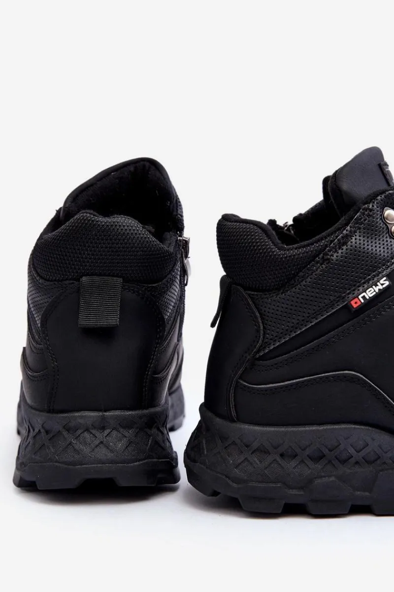 Outlet Evento Męskie Ocieplane Buty Trekkingowe Czarne Daviana