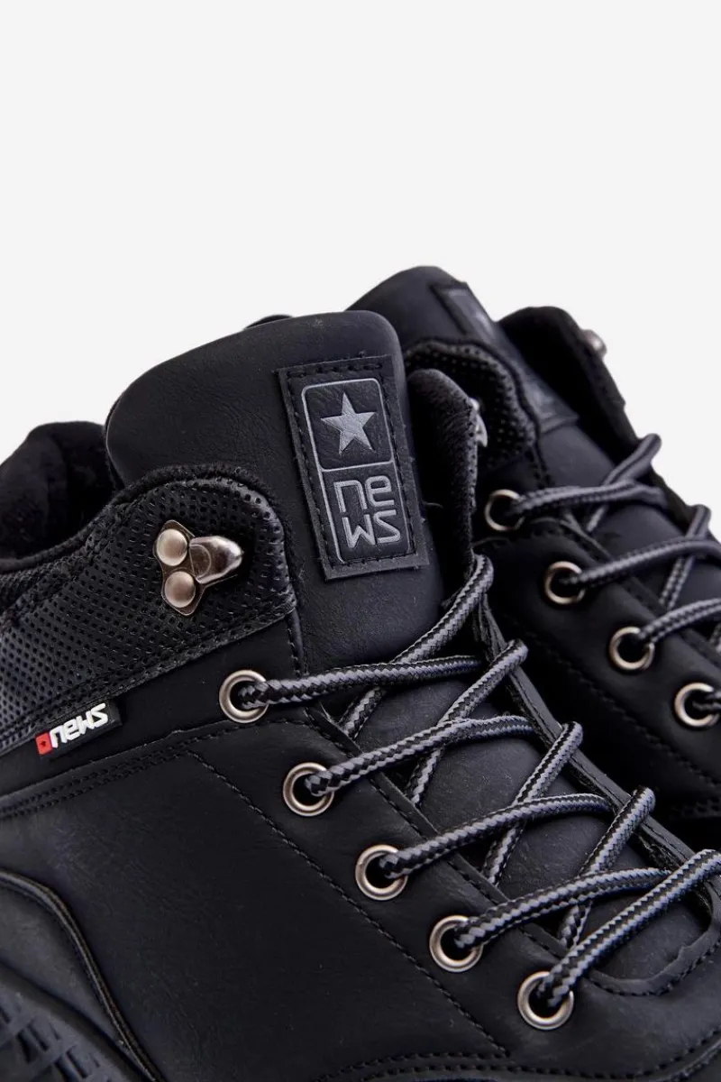 Outlet Evento Męskie Ocieplane Buty Trekkingowe Czarne Daviana