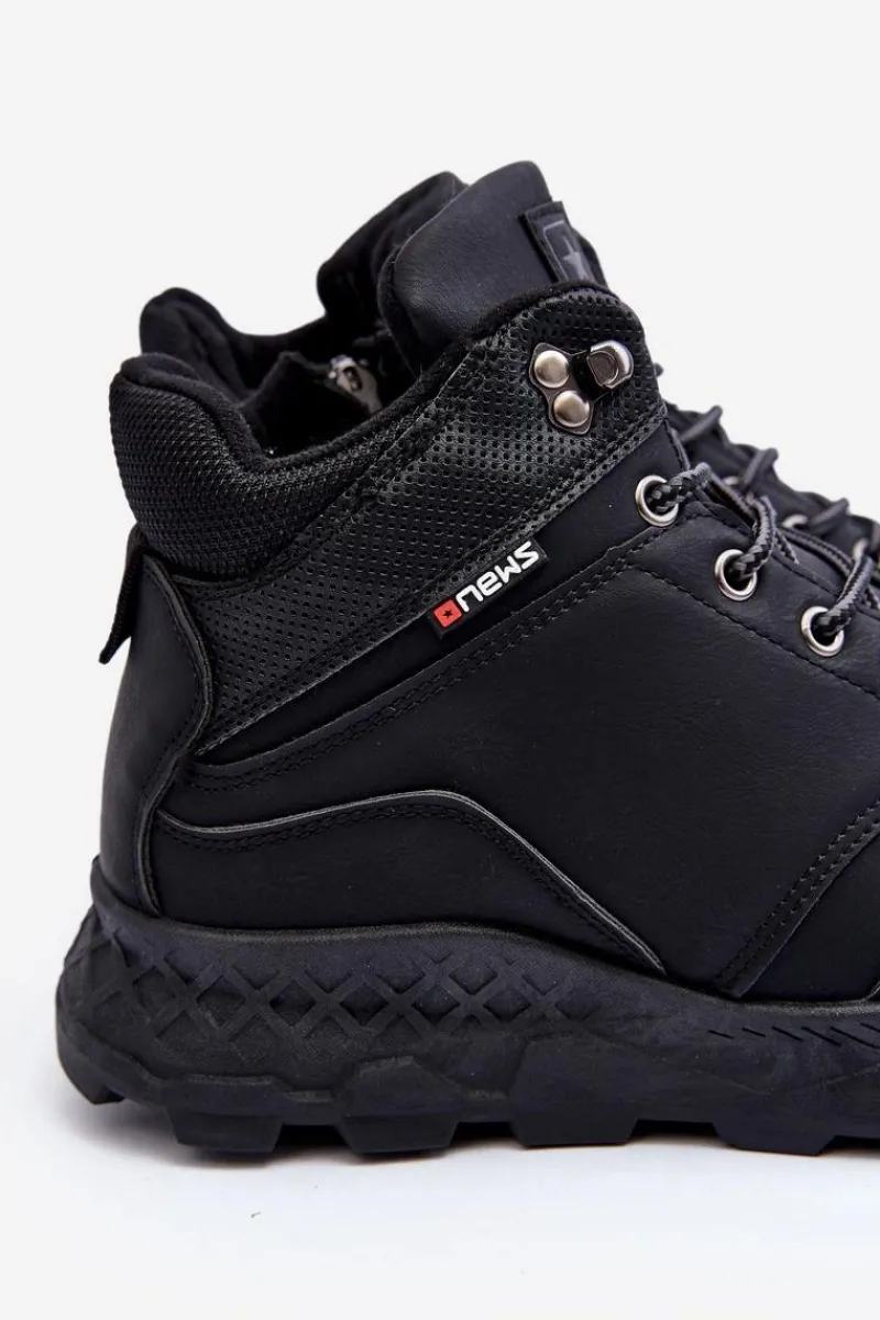 Outlet Evento Męskie Ocieplane Buty Trekkingowe Czarne Daviana