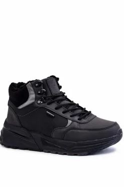 Obuwie Trekkingowe Męskie|Botki Męskie>Cross Jeans Męskie Ocieplane Buty Trekkingowe KK1R4031C Czarne