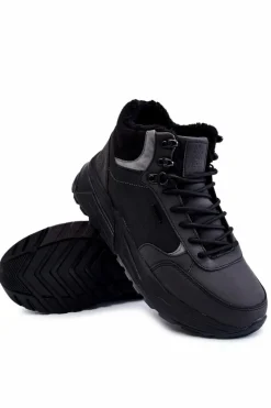 Obuwie Trekkingowe Męskie|Botki Męskie>Cross Jeans Męskie Ocieplane Buty Trekkingowe KK1R4031C Czarne