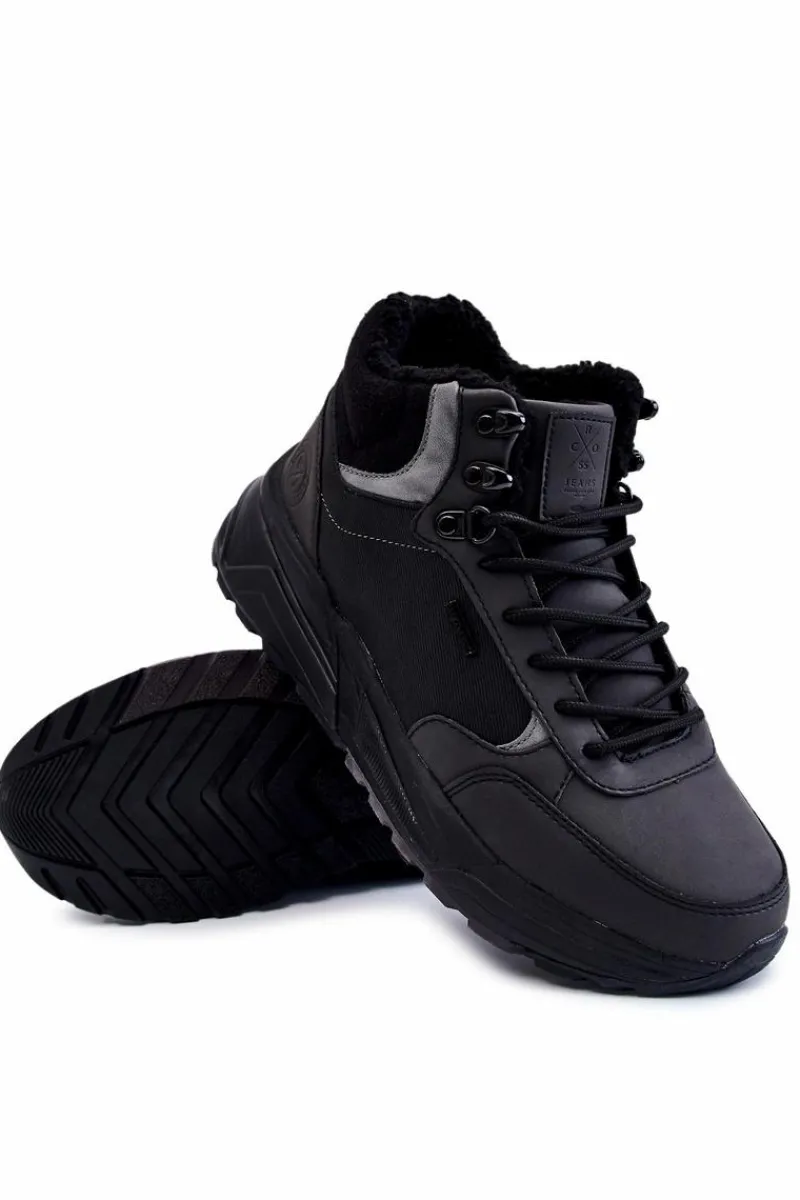 Obuwie Trekkingowe Męskie|Botki Męskie>Cross Jeans Męskie Ocieplane Buty Trekkingowe KK1R4031C Czarne