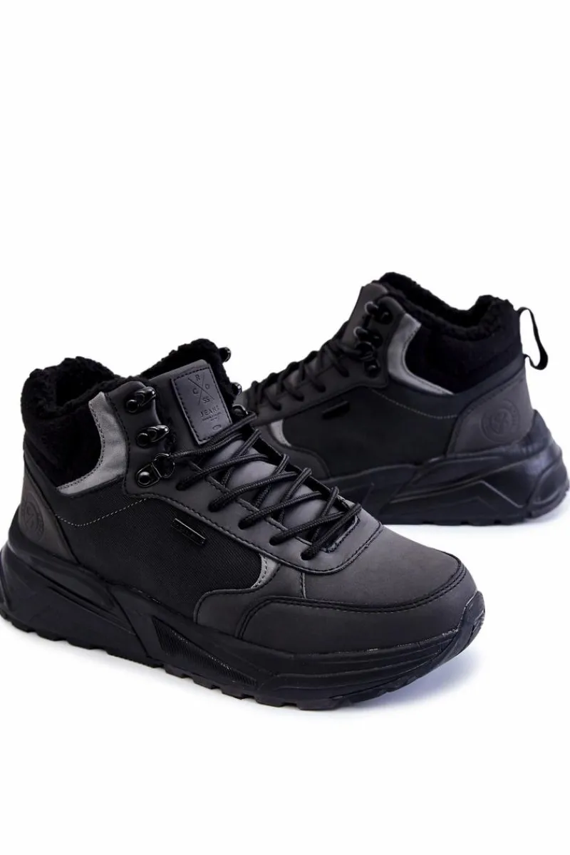 Obuwie Trekkingowe Męskie|Botki Męskie>Cross Jeans Męskie Ocieplane Buty Trekkingowe KK1R4031C Czarne