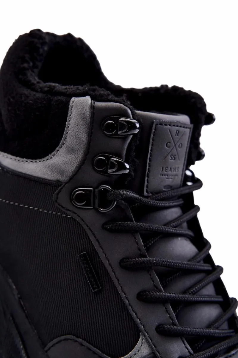 Obuwie Trekkingowe Męskie|Botki Męskie>Cross Jeans Męskie Ocieplane Buty Trekkingowe KK1R4031C Czarne