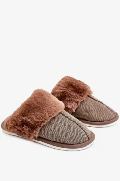 Papcie Męskie>Boto Męskie Ocieplane Papcie Brązowe Marcus