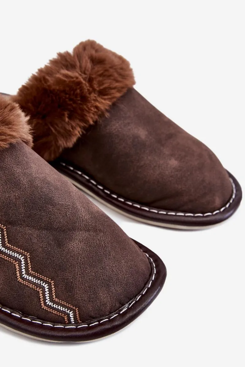 Clearance Boto Męskie Ocieplane Papcie Z Futerkiem Brązowe Aron