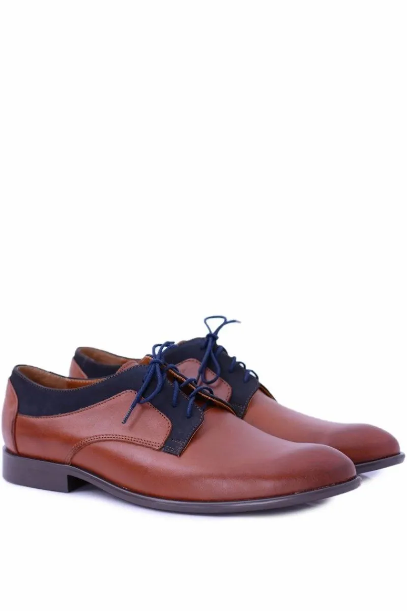 Outlet Boto Męskie Półbuty Bednarek Eleganckie Skórzane Brązowe Maksim