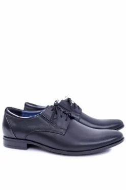 Outlet Męskie Półbuty Bednarek Eleganckie Skórzane Wizytowe Czarne Franko Męskie Bednarek Polish Shoes|Półbuty Eleganckie