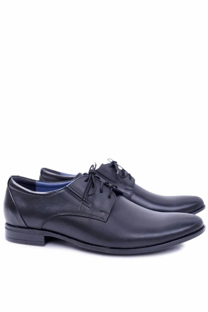 Outlet Męskie Półbuty Bednarek Eleganckie Skórzane Wizytowe Czarne Franko Męskie Bednarek Polish Shoes|Półbuty Eleganckie