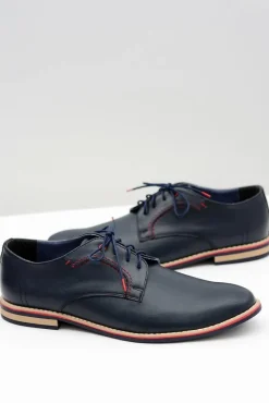 Męskie Półbuty Bednarek Eleganckie Skórzane Granatowe Pietro Męskie Bednarek Polish Shoes|Półbuty Casual