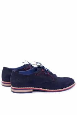 Sale Boto Męskie Półbuty Bednarek Eleganckie Skórzane Nubuk Granatowe Pietro