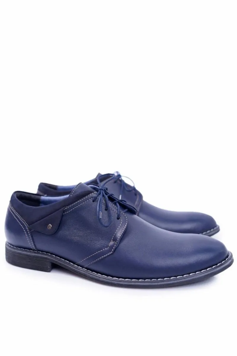 Discount Męskie Półbuty Bednarek Eleganckie Skórzane Granatowe Oliviero Męskie Bednarek Polish Shoes|Półbuty Casual