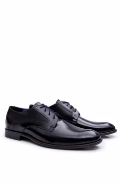 Discount Boto Męskie Półbuty Bednarek Eleganckie Skórzane Wizytowe Czarne Midas