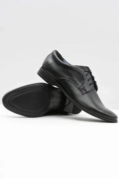 Hot Boto Męskie Półbuty Bednarek Eleganckie Skórzane Wizytowe Czarne Gaspare