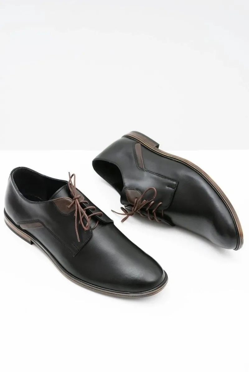 Hot Męskie Półbuty Bednarek Eleganckie Skórzane Czarne Edgardo Męskie Bednarek Polish Shoes|Półbuty Casual
