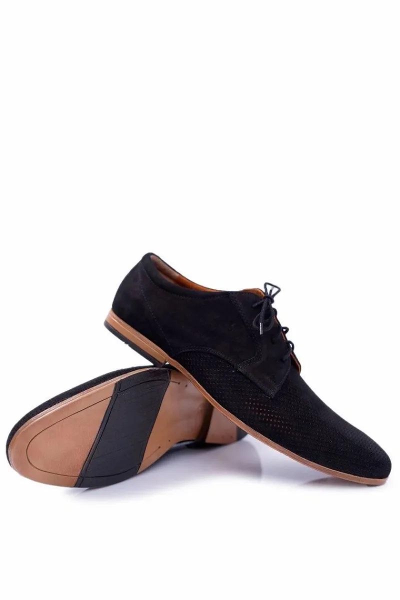 New Męskie Półbuty Bednarek Nubukowe Ażurowe Czarne Hermes Męskie Bednarek Polish Shoes|Półbuty Casual