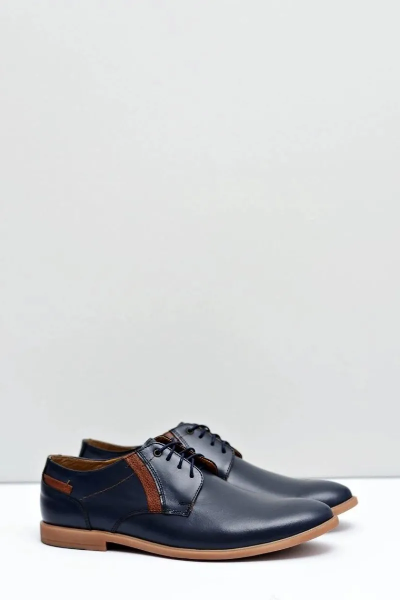 Best Boto Męskie Półbuty Bednarek Skórzane Granatowe Millo