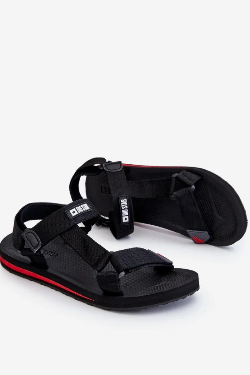 New Męskie Sandały Na Rzepy Big Star DD174717 Czarne Damskie Sandały Męskie|Sandały Big Star