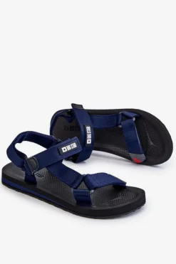 Discount Big Star Shoes Męskie Sandały Na Rzepy Big Star DD174718 Granatowe Niebieski