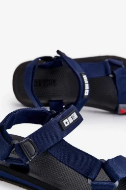 Discount Big Star Shoes Męskie Sandały Na Rzepy Big Star DD174718 Granatowe Niebieski