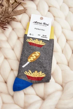 Skarpetki|Skarpetki>Aura.via Męskie Skarpetki Frytki Szare Szary