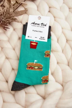 Skarpetki|Skarpetki>Aura.via Męskie Skarpetki Hamburger Zielone